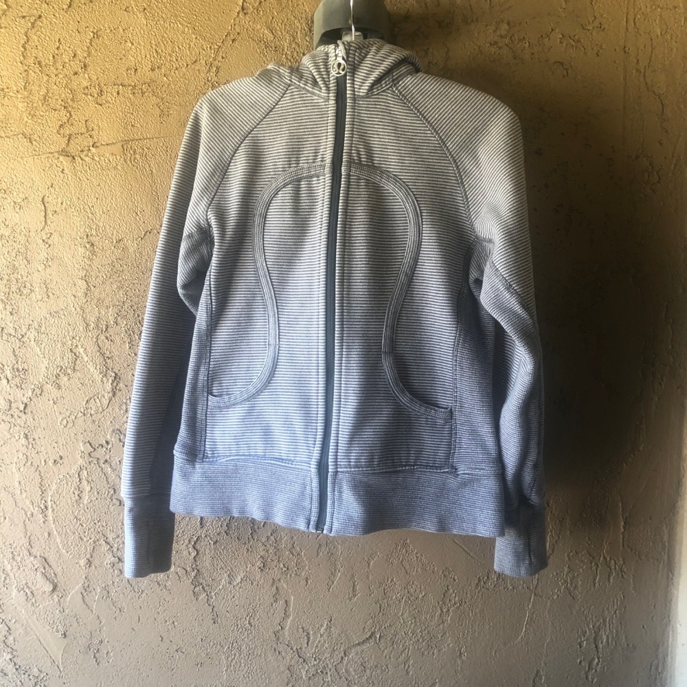 Lululemon Gray & White Scuba Hoodie Sweatshirt
